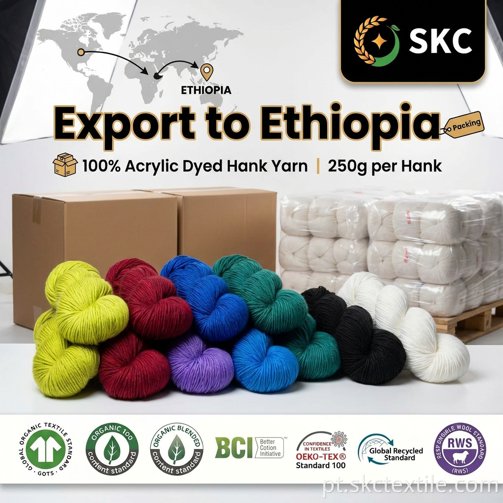 OEM/ODM Harsh 28/2 100% fio de filamento de chenille acrílico de alta tenacidade tingido 250g em Hank para produtos de malha